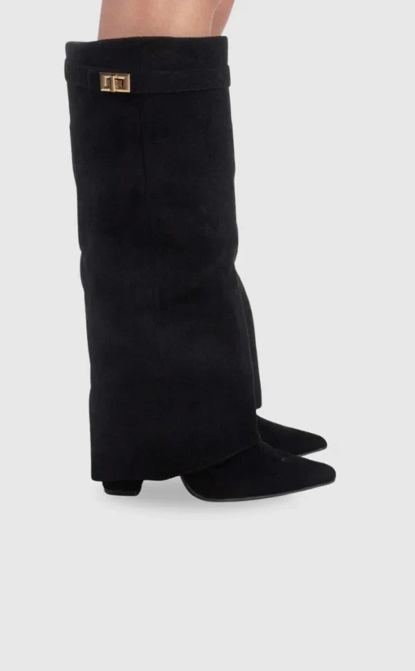 Julie | Women's Black Suede Knee-High Boots