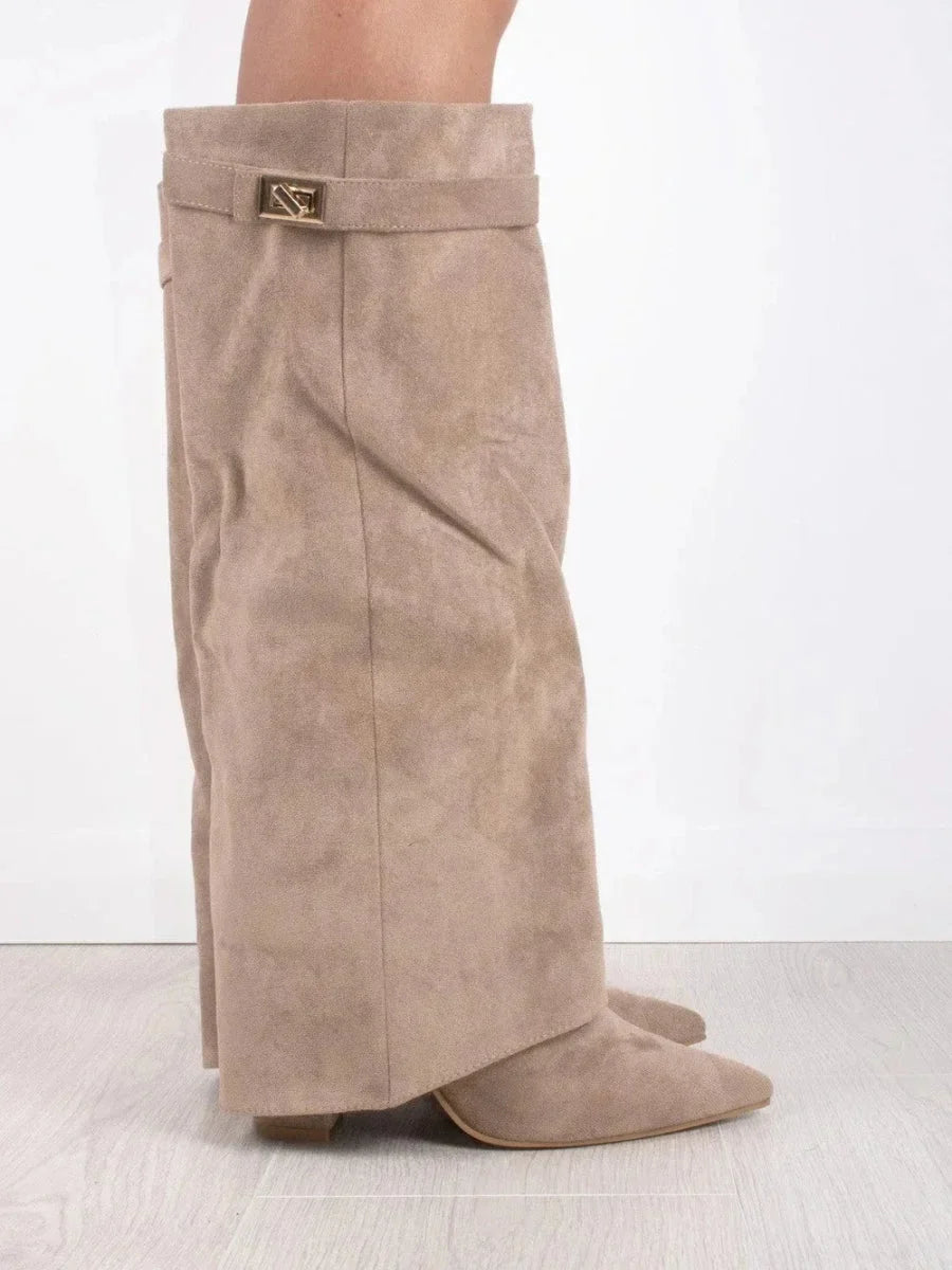 Julie | Women's Black Suede Knee-High Boots