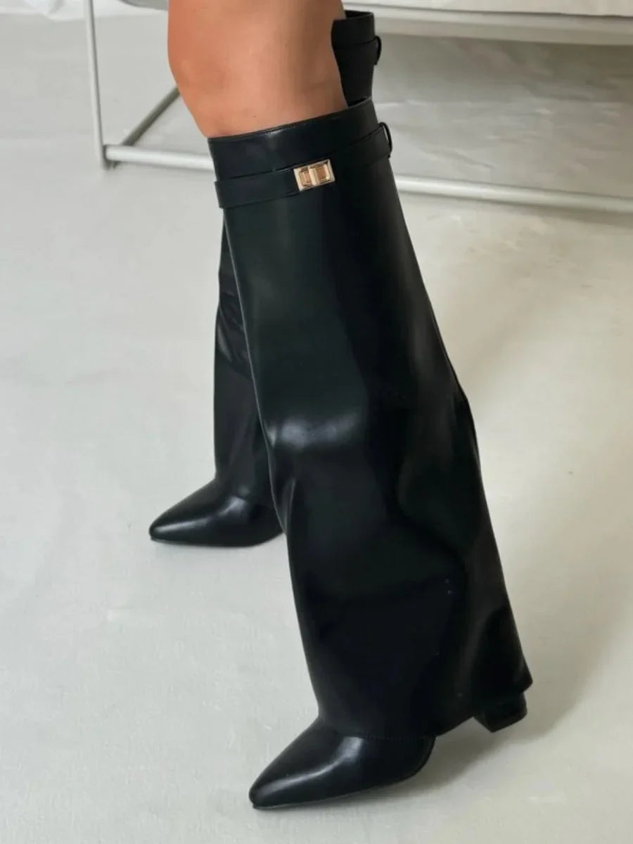 Julie | Women's Black Suede Knee-High Boots