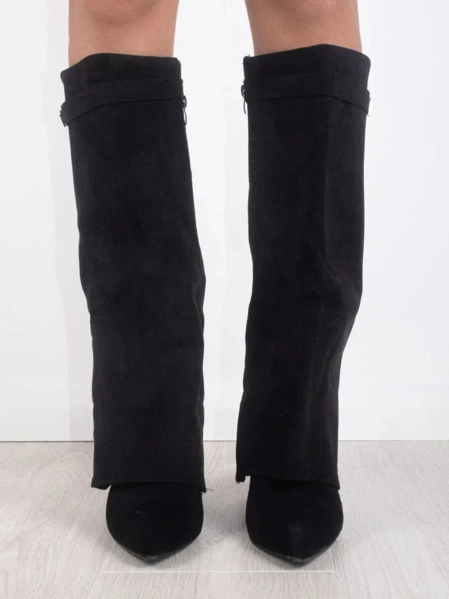 Julie | Women's Black Suede Knee-High Boots