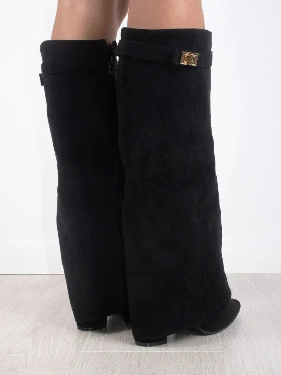 Julie | Women's Black Suede Knee-High Boots