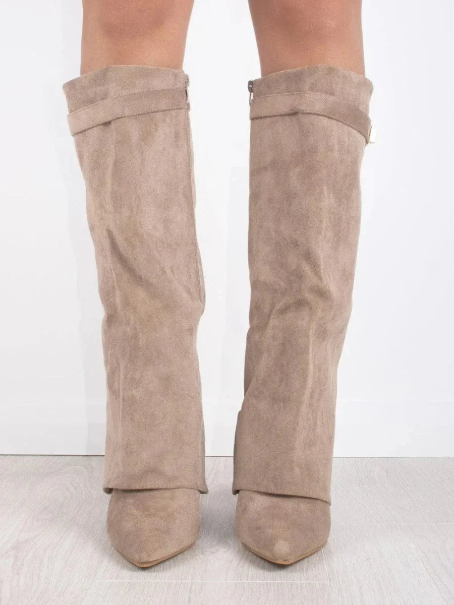 Julie | Women's Black Suede Knee-High Boots