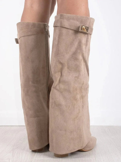 Julie | Women's Black Suede Knee-High Boots