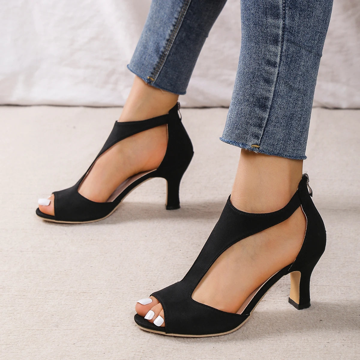 Kate | Women's Orthopedic Summer Sandal Heels with Zipper