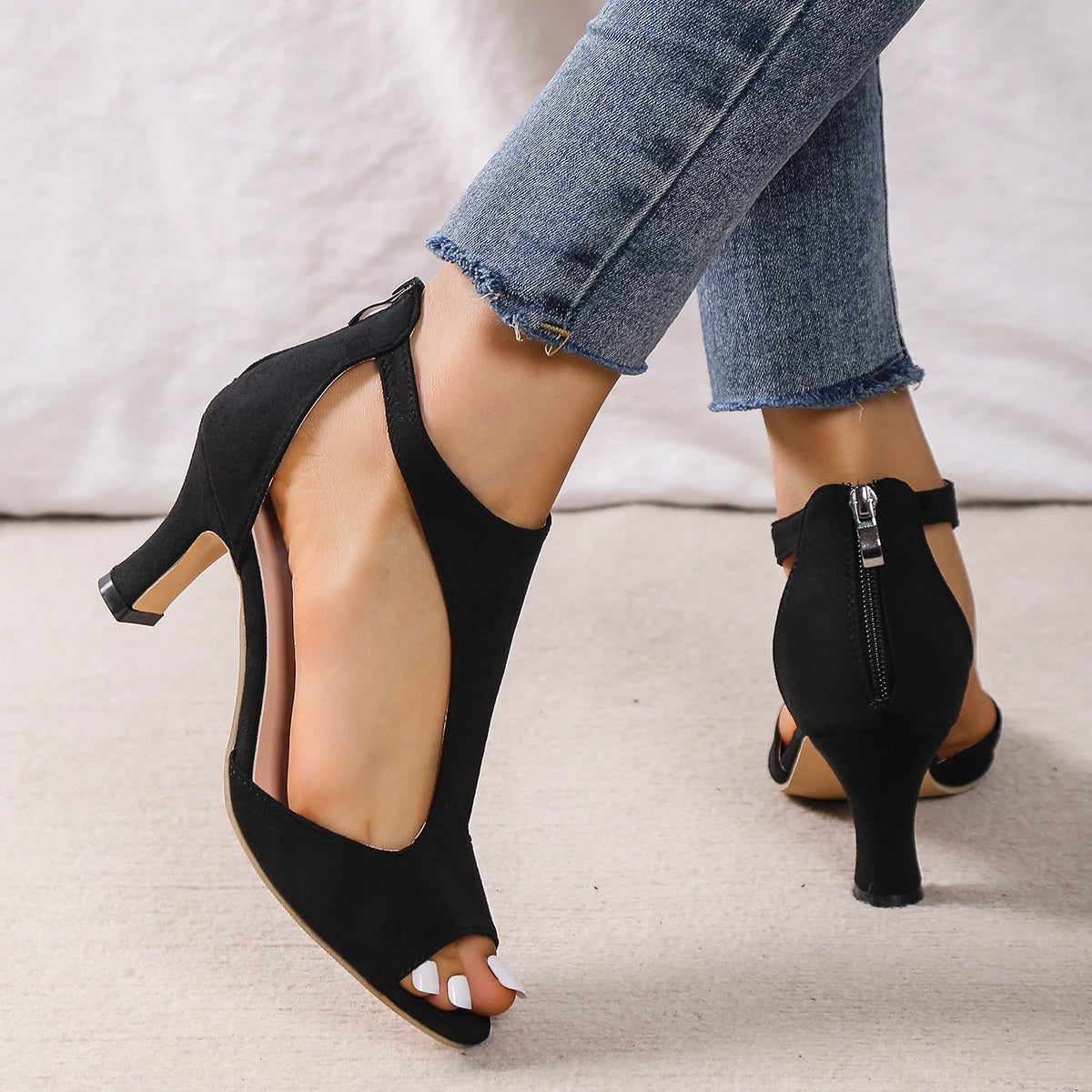 Kate | Women's Orthopedic Summer Sandal Heels with Zipper