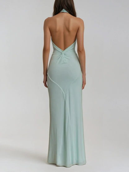 Katie | Women's Backless Halter Maxi Dress