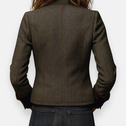 Laura | Women's Tailored Herringbone Button-Front Jacket