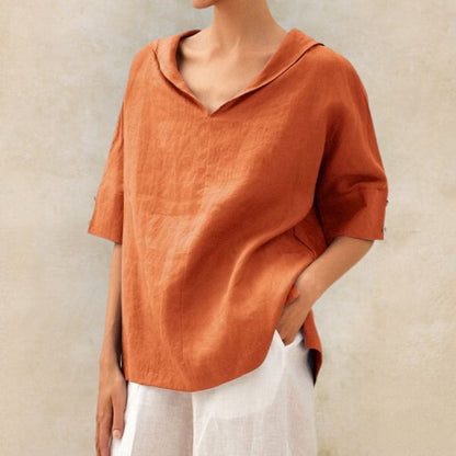 Elvina | Women's Summer Loose Fit Linen Blouse