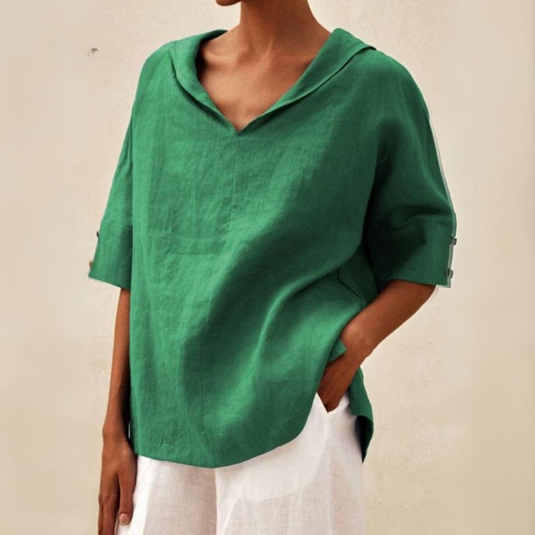 Elvina | Women's Summer Loose Fit Linen Blouse