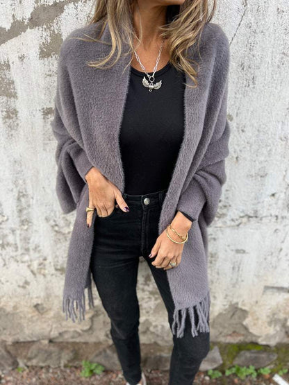 Lesley | Women's Cozy Fringed Open-Front Cardigan
