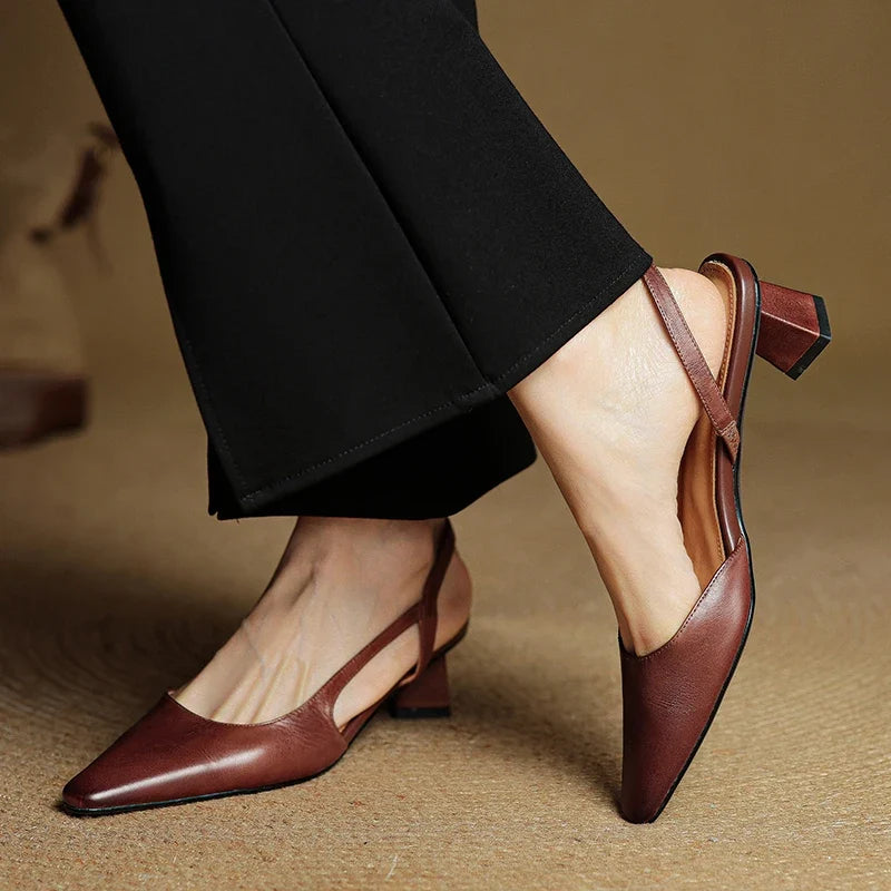 Lesley | Women's Leather Pointed Slingback Heels