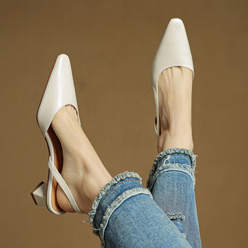 Lesley | Women's Leather Pointed Slingback Heels