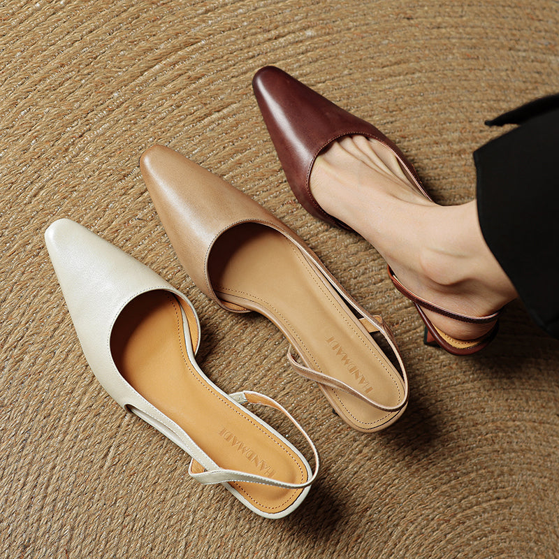 Lesley | Women's Leather Pointed Slingback Heels