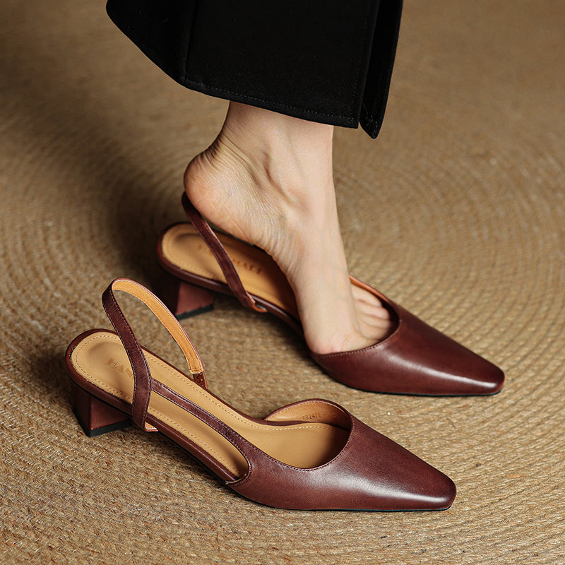 Lesley | Women's Leather Pointed Slingback Heels