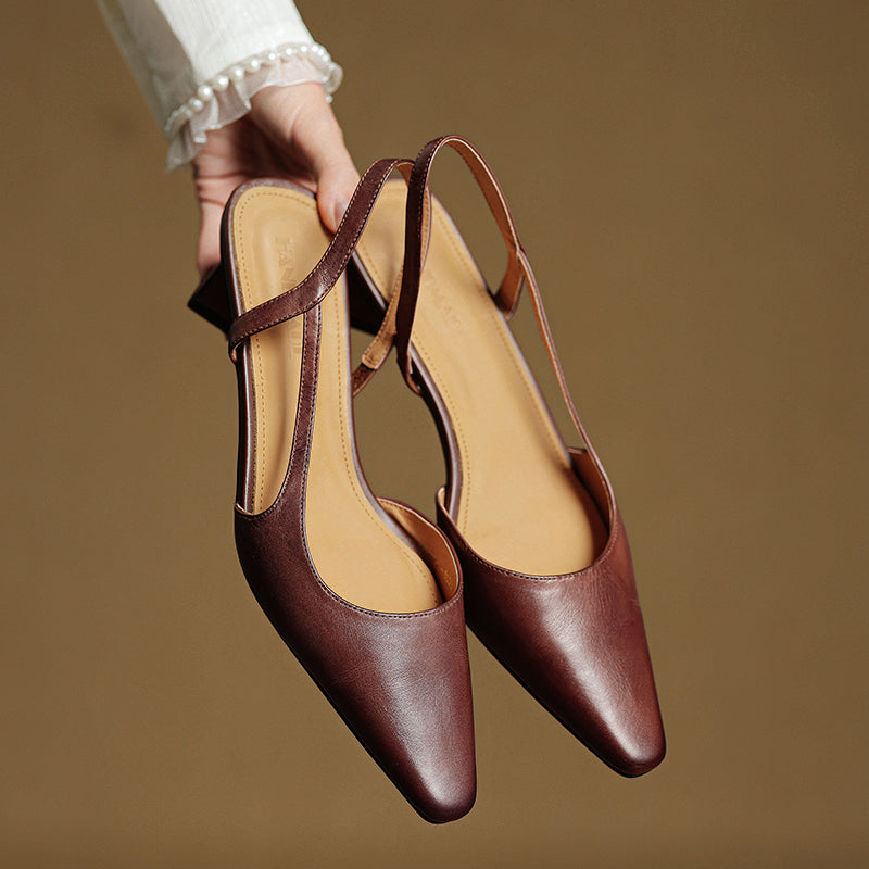 Lesley | Women's Leather Pointed Slingback Heels