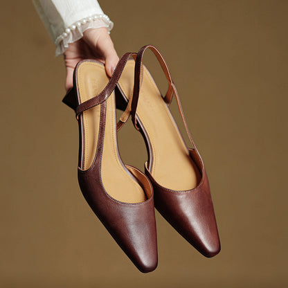 Lesley | Women's Leather Pointed Slingback Heels