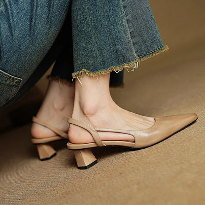 Lesley | Women's Leather Pointed Slingback Heels