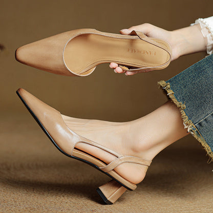 Lesley | Women's Leather Pointed Slingback Heels