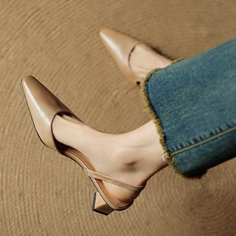 Lesley | Women's Leather Pointed Slingback Heels