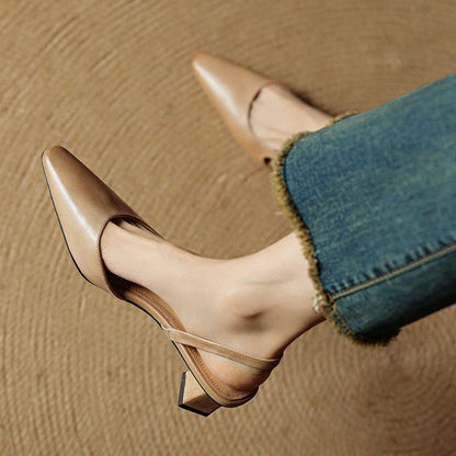 Lesley | Women's Leather Pointed Slingback Heels