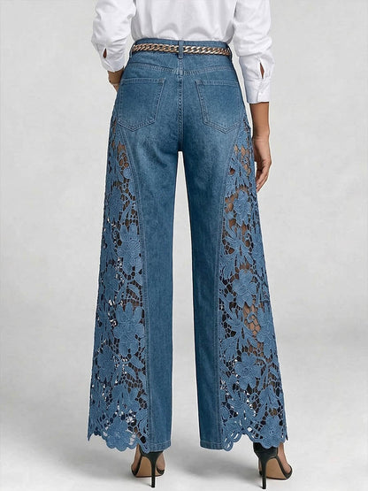 Lexi | Women's High-Waisted Embroidered Wide-Leg Jeans