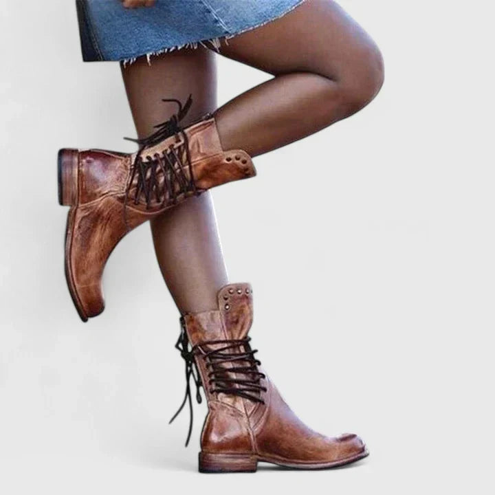 Lexi | Women's Leather Studded Lace Up Boots
