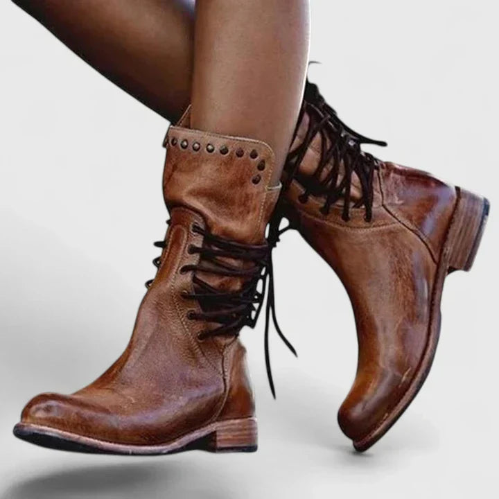 Lexi | Women's Leather Studded Lace Up Boots