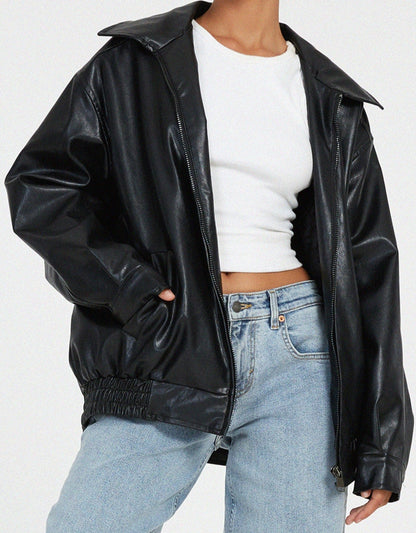 Lisa | Women's Vinage Leather Oversized Jacket