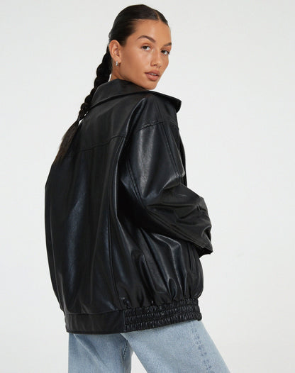 Lisa | Women's Vinage Leather Oversized Jacket