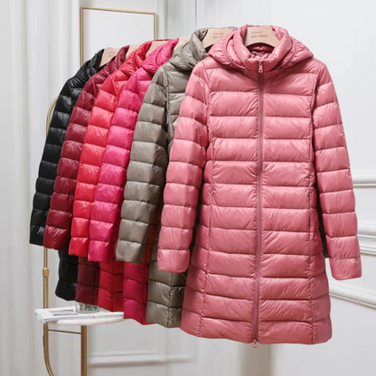 Margaret | Women's Lightweight Long Hooded Puffer Jacket