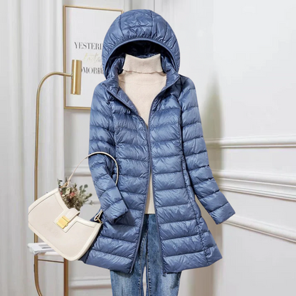 Margaret | Women's Lightweight Long Hooded Puffer Jacket