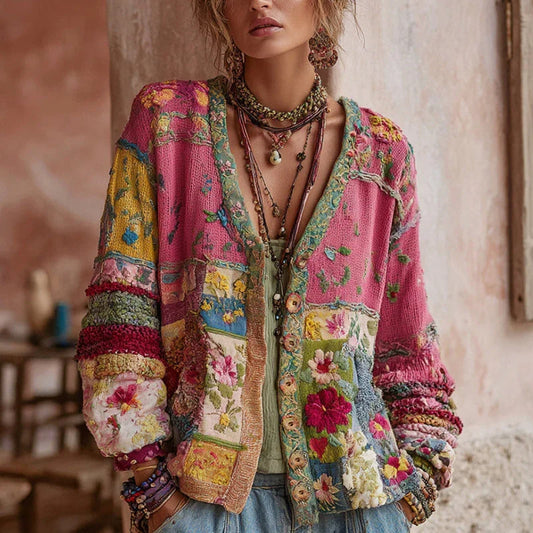 Matilda | Women's Bohemian Patchwork Knit Jacket