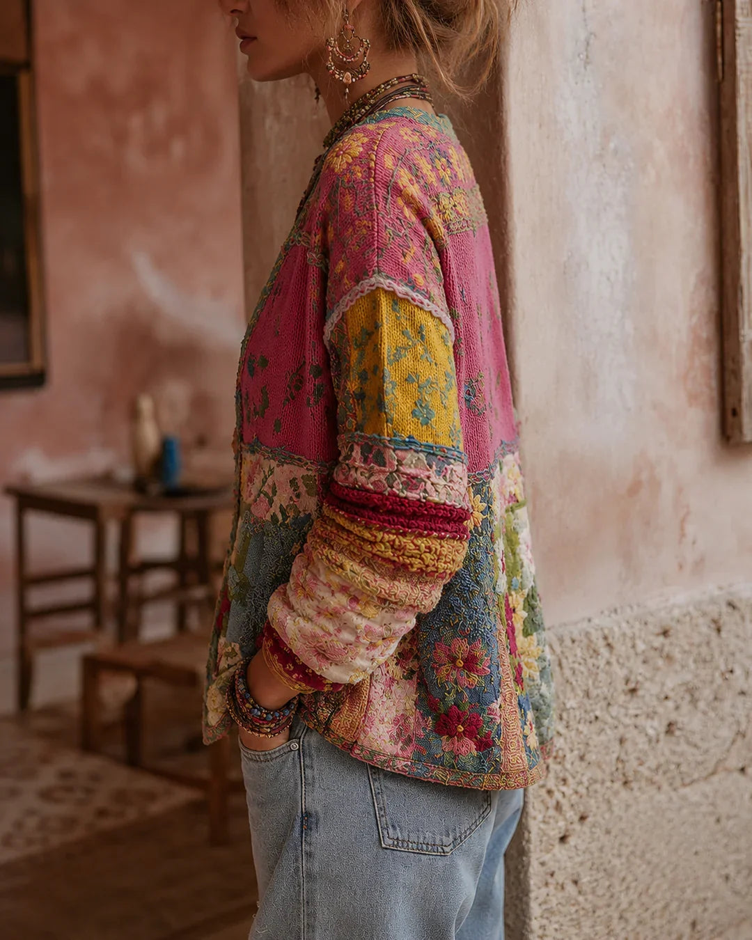Matilda | Women's Bohemian Patchwork Knit Jacket