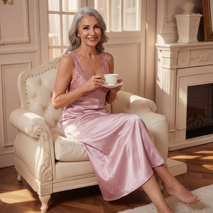 Natasha | Women's Soft Lace Backless Nightgown