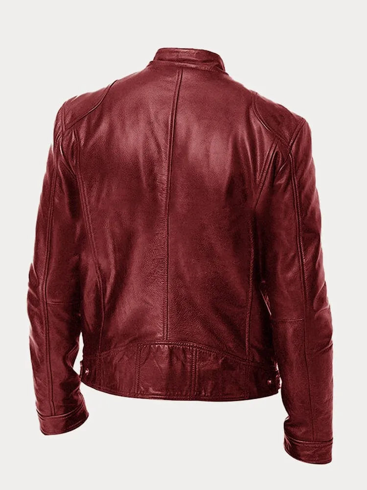 Nick | Men's Classic Leather Jacket with Stand Collar