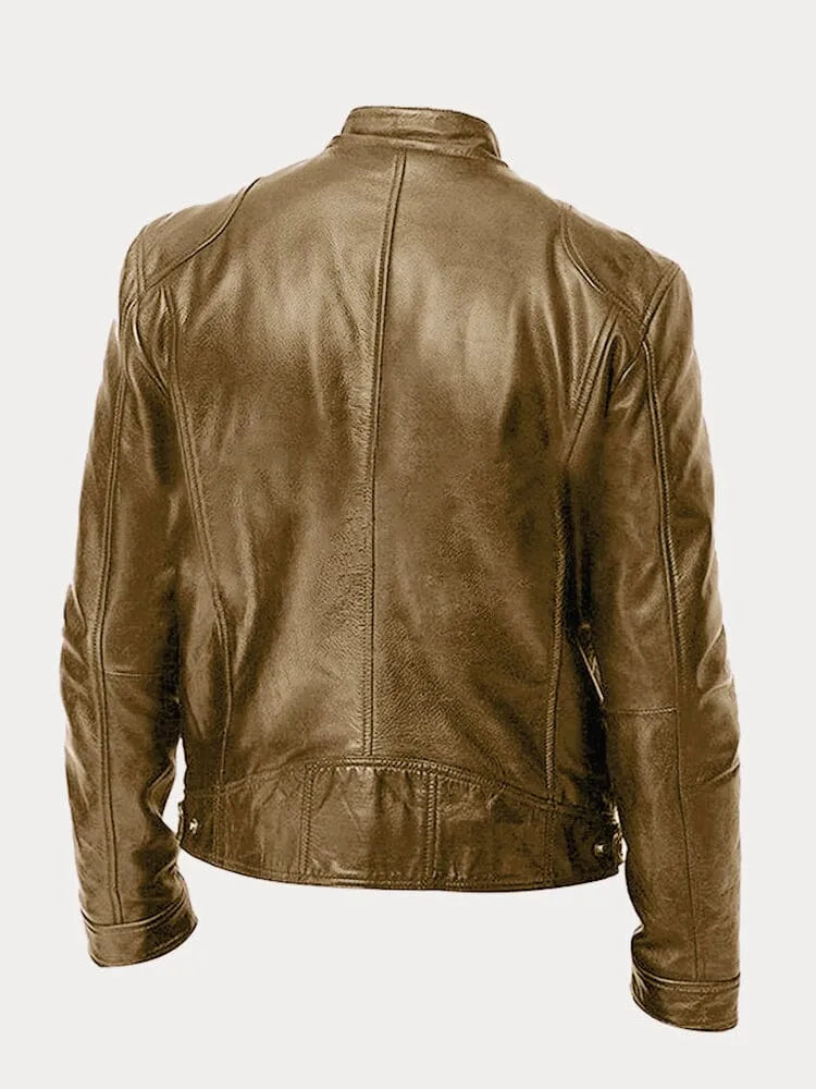 Nick | Men's Classic Leather Jacket with Stand Collar