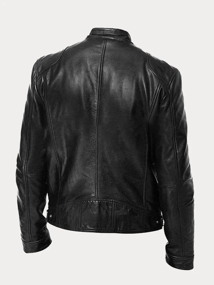 Nick | Men's Classic Leather Jacket with Stand Collar