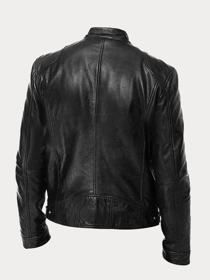 Nick | Men's Classic Leather Jacket with Stand Collar