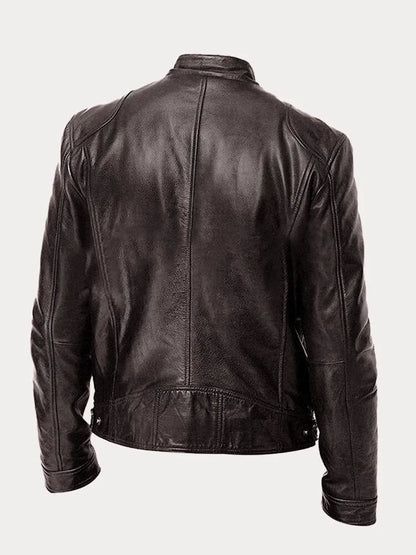 Nick | Men's Classic Leather Jacket with Stand Collar