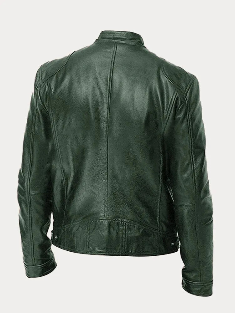 Nick | Men's Classic Leather Jacket with Stand Collar