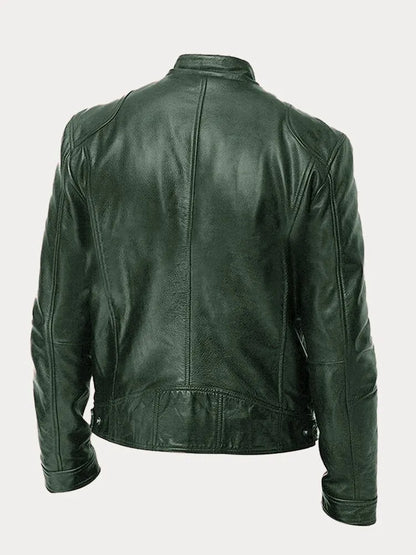 Nick | Men's Classic Leather Jacket with Stand Collar
