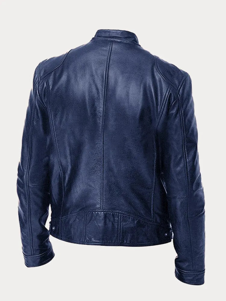 Nick | Men's Classic Leather Jacket with Stand Collar