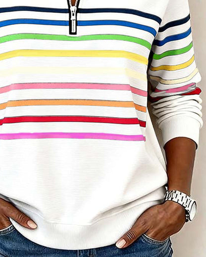 Nicola | Women's Striped Half-Zip Sweatshirt