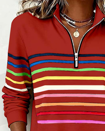 Nicola | Women's Striped Half-Zip Sweatshirt
