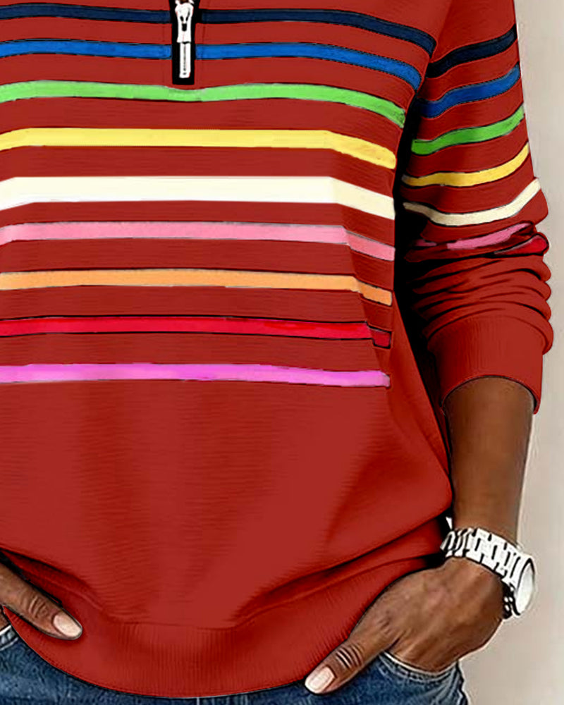 Nicola | Women's Striped Half-Zip Sweatshirt