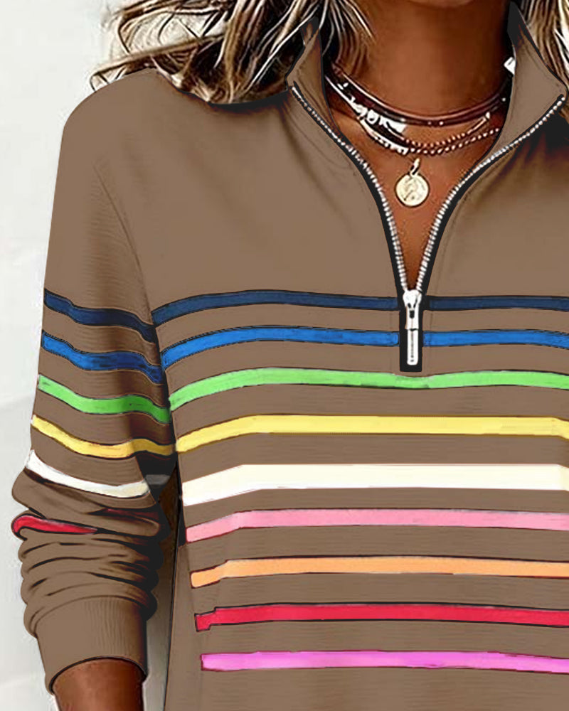 Nicola | Women's Striped Half-Zip Sweatshirt