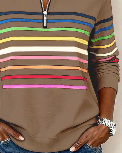 Nicola | Women's Striped Half-Zip Sweatshirt