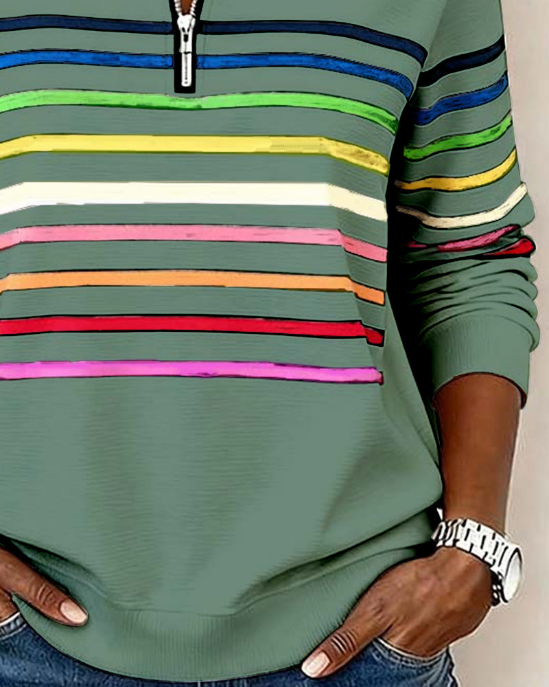 Nicola | Women's Striped Half-Zip Sweatshirt