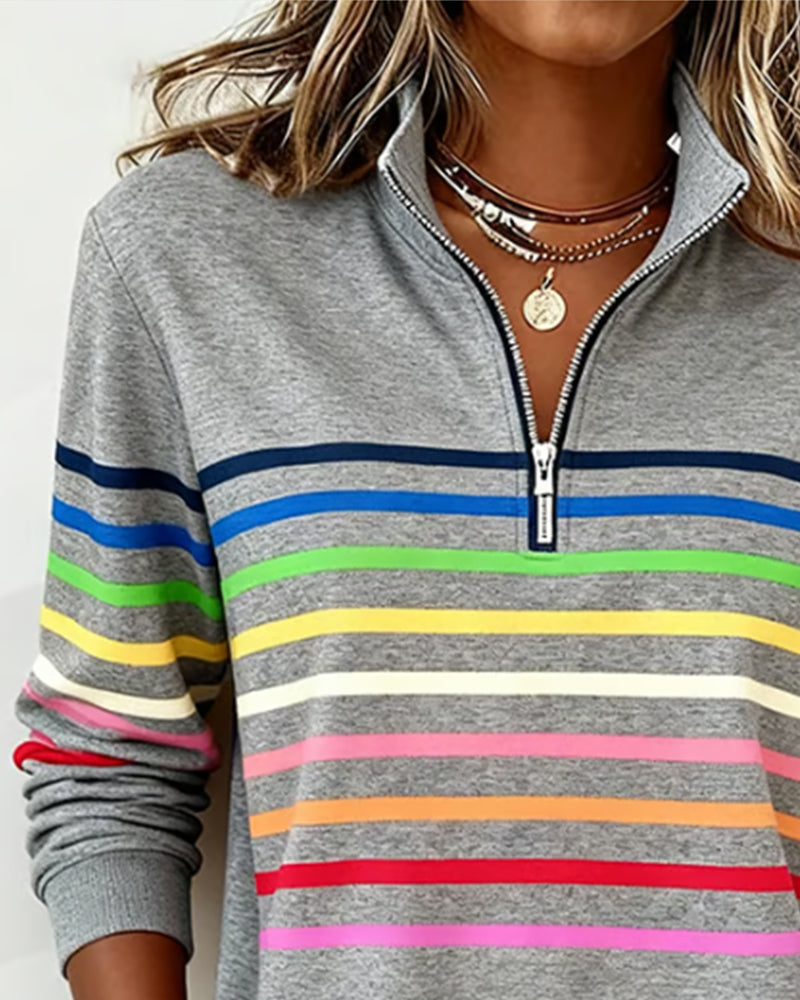 Nicola | Women's Striped Half-Zip Sweatshirt