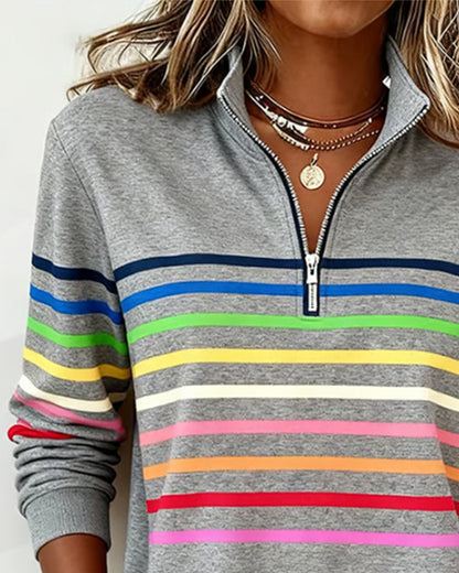 Nicola | Women's Striped Half-Zip Sweatshirt